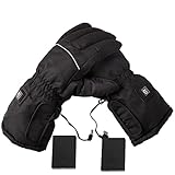 TianWlio Wandern Beheizte Handschuhe Winter Outdoor Camping Beheizte Handschuhe Jagdhandschuhe DREI-Temperaturregelung Beheizte Handschuhe Sporthandschuhe Heizstrahler Bad Obi (Black, One Size)