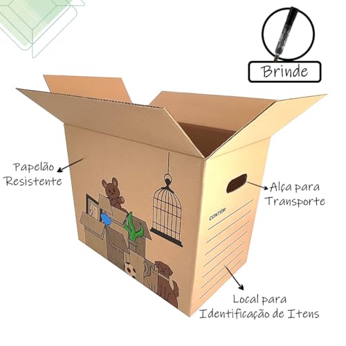 Kit 20 Caixas de Papelão Fortes Para Mudança Medida 50x30x40 (Com Impressão)
