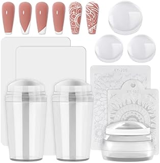 EBANKU 3PCS Clear Nail Stamper Silicone Jelly Stampers with 4PCS Scrapers and 3PCS Silicone Replace Nail Art Stamper Heads for Manicure Tools