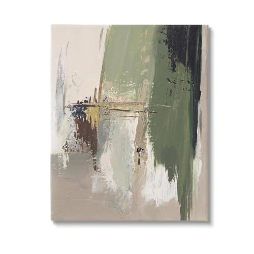 Décoration murale pour murs vides avec tableau abstrait vert et beige encadré - 2