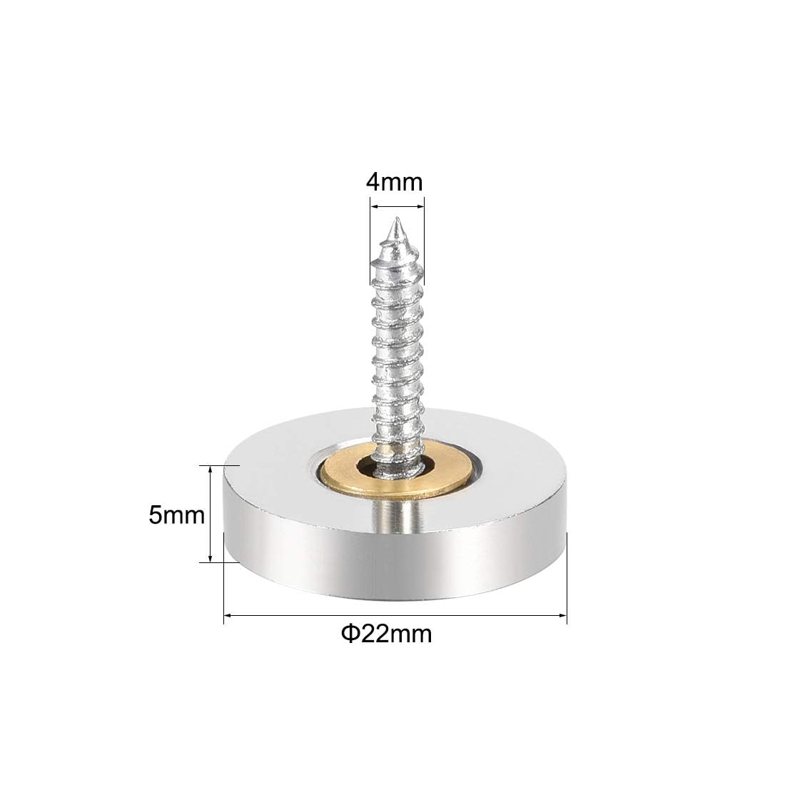 TOP-VIGOR 4Pcs Mirror Screws, 22mm Cap Nail With Washers, Decorative Cap Covers Brushed Nails for Mirrors Furniture Fittings - Image 2