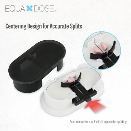 Image of EQUADOSE Precision Pill Splitter with Centering Guide, Dual Stainless-Steel Blades for Small & Large Tablets, Accurate Halves & Quarters for Medication, Vitamins and Pet Pills, Black
