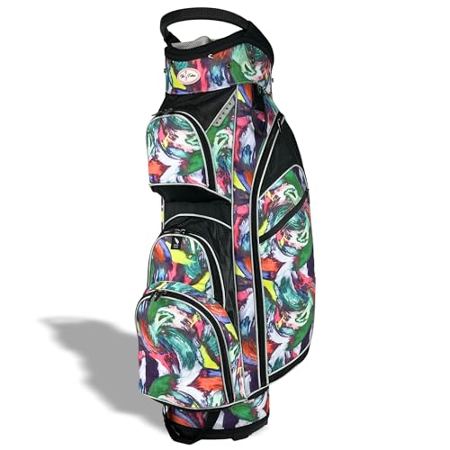 Womens Golf Bag - Taboo Fashions Lightweight Ladies Cart Bag, 14-Way, 7 Zippered Pockets, Rain Hood, Tee Holder, Insulated Cooler Beverage Compartment (Rembrandt)