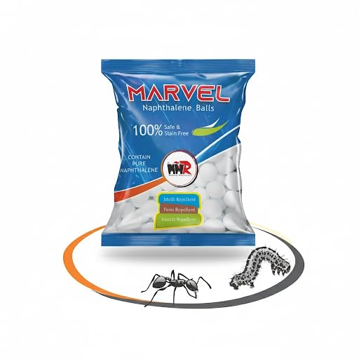 MMR Marvel Pure Naphthalene Balls - 100% Safe & Stain-Free Moth Repellent for Clothes, Wardrobes & Bathrooms - Effective Pest & Insect Protection for Woolen Storage 100 Gram (100 Gram, 2, Pouch)-image-15