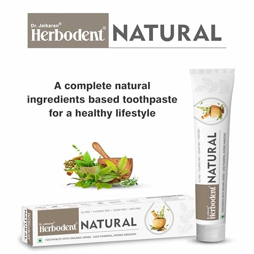 Image of Natural Toothpaste - 100g Pack of 2 | Less Foaming, Works Amazing | SLS Free | Fluoride Free | Herbal Toothpaste with Neem, Clove & More Herbs