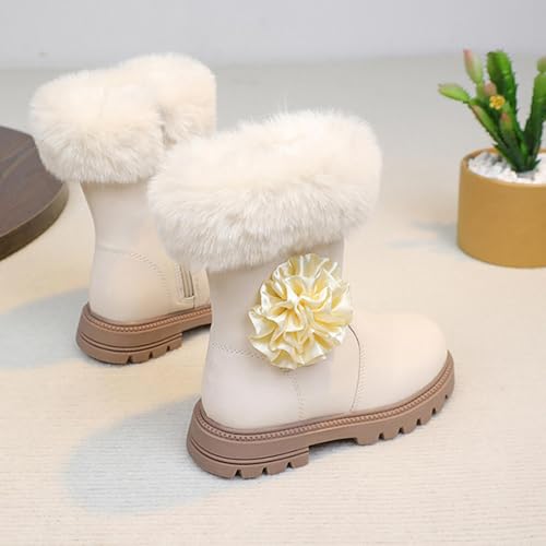 Girls Boots Winter Warm Fuzzy Fleece Lined Boot Fashion Cute Side Zipper PU Leather Waterproof Snow Shoes for Kids3