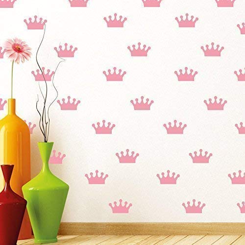 Wallflexi "Crowns" Removable Self-Adhesive Office Home Decoration Wall Stickers, Vinyl, Pink