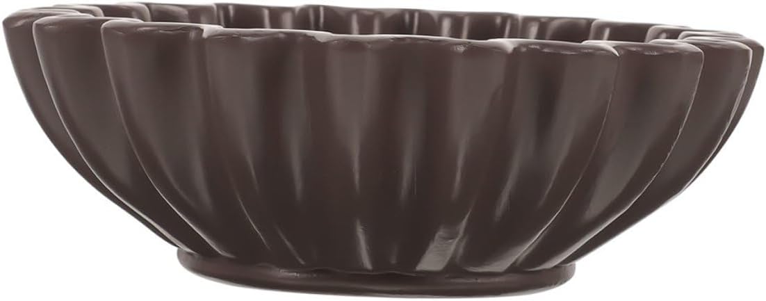 BESPORTBLE Decorative Bowl with Groove Petal Edge 10-inch Black Snack Holder Fruit Bowl Jewelry Key Storage Organizer for Living Room Coffee Table Home Decor