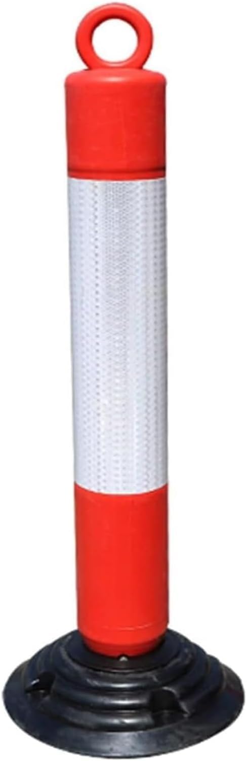 CWCQGH Rubber Parking Bollards with Reflective Collars - Durable Traffic Safety Barriers for Roads and Parking Areas