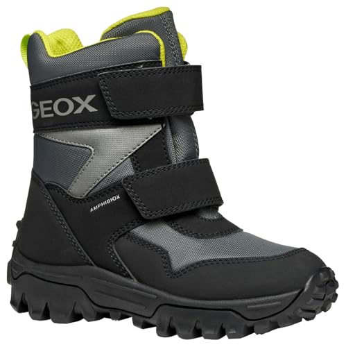 Geox J Himalaya Boy B ABX Ankle Boot, DK Grey/Lime, 35 EU