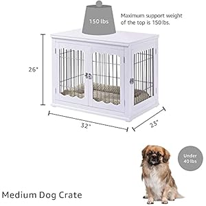 unipaws Furniture Style White Dog Crate for Medium Dogs, Indoor Aesthetic Puppy Kennel, Modern Decorative Wood Wire Pet House Dog Cage, Pretty Cute End Side Table Nightstand… unipaws Furniture Style White Dog Crate for Medium Dogs Indoor Aesthetic Puppy Kennel Modern Decorative Wood Wire Pet House Dog Cage Pretty Cute End Side Table Nightstand