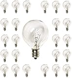 Dr.BeTree 25 Pack G40 Light Bulbs Replacement Bulbs,5 Watt Light Bulbs Fits E12 and C7 Sockets,Clear Bulbs for Balcony Porch Bistro Party Decoration