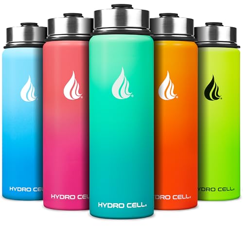 Image of HYDRO CELL Stainless Steel Insulated Water Bottle with Straw - For Cold & Hot Drinks - Metal Vacuum Flask with Screw Cap and Modern Leakproof Sport Thermos for Adults (Mint /Green 24oz)