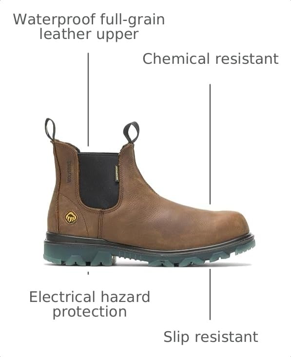 Image of Wolverine Men's I-90 Waterproof Soft-Toe Romeo Slip-On Construction Boot