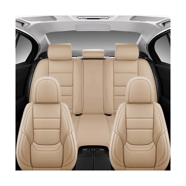 NS YOLO Full Coverage Car Seat Covers Universal Fit for Cars SUVs Pick-up Trucks with Waterproof Leatherette in Automotive Vehicle Interior Accessories (Beige, Full Set(5 Seats)) - Image 8