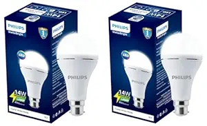 PHILIPS 14W Emergency LED Bulb | Stellar Bright B22 Inverter LED Bulb for Power Cuts | Crystal White, Pack of 2