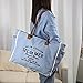 Lamyba Sel De Mer Canvas HandBag Upcycled Canvas Vegan Leather Tote Bag,Small Blue