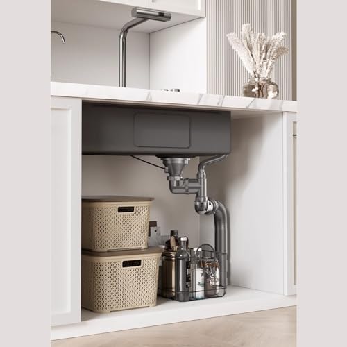 Évier de cuisine LED blanc double cascade en finition premium avec commande sur table intégrée - 7