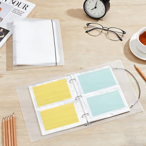 AHANDMAKER 2 Stück Kleine Indexkarten Ordner mit Klarer Plastiktasche 22x18.5cm Hüllen Organizer für Küche Büro Schule Gebrauch Rezepte Lernkarten Notizkarten Aufbewahrung