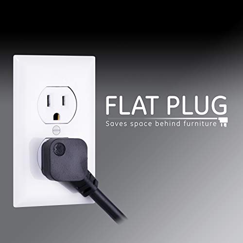 Image of GE Surge Protector Power Strip, 8 Ft Extension Cord, 6 Outlet Extender, 800 Joules, Flat Plug, Twist-to-Close Safety Covers, UL Listed, Black, 54643 2 Count (Pack of 12)