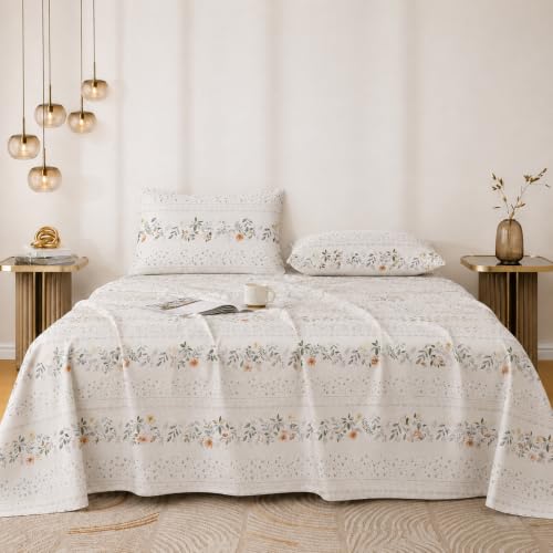 Image of Amazon Brand - Umi Affordable Soft Cotton Bedsheet for King Size Bed | 90x100 Inch | 160 TC | Elegant Design with Pillow Covers | Breathable Sheet