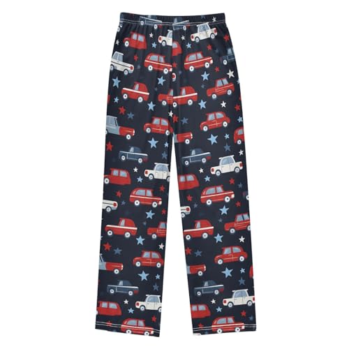 Pajama Pants Sleep Pants Soft Elastic Waist Pajama Lounge Pants Red White Car Blue Star for 6-14 Years Old2