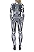 Evioset Women's Halloween Costume Bodysuit 3D Print Skeleton Stretch Skinny Skull Jumpsuit One Piece Outfit Robot Armour XL