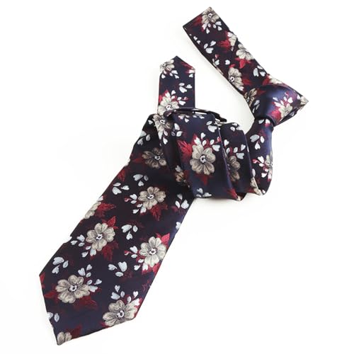 Image of Alizeal Mens 3.15'' Natural Flower Pattern Tie with Floral Pocket Square Set