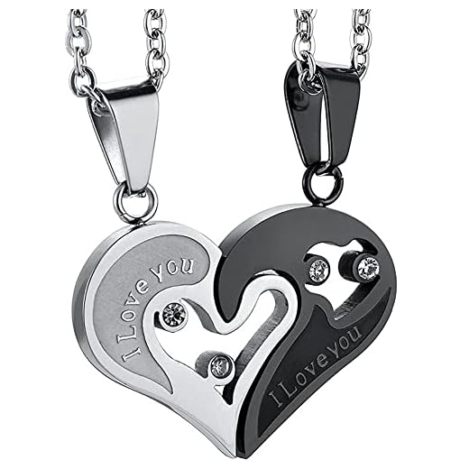 Couples Necklace for Women Men Love Heart Pendant Puzzle Matching CZ Necklace Anniversary Christmas gifts for BF GF