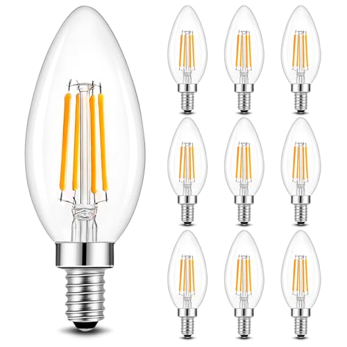 Spacelumen Bombillas LED tipo vela SES regulables E14, luz blanca cálida de 2700K, 6W, equivalentes a una bombilla incandescente de 60W, paquete de 10