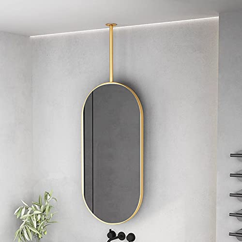 HLYT-0909 Oval Techo Colgando Hogar Vanity Maquillaje Espejo Espejo Decorativo Creativo, Espejo de Vidrio de Pared para baño Sala de Estar con Marco de Metal y Boom - Oro (Size : 40cmx60cm) Cover