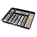 madesmart Expandable Silverware Tray, Adjustable Utensil Organizer for Drawers, Soft-Grip Lining, Non-Slip Base, Durable and Easy to Clean, Grey