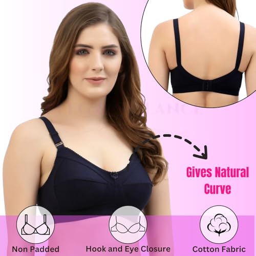 Image of ELEG & STILANCE Women's Full Coverage Non-Padded Wire-Free Shaper Bra | Seamless Stretchable Cotton Bra with Adjustable Straps for Everyday Comfort