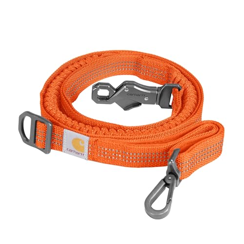 Carhartt Pet Durable Nylon Webbing Shock Absorbing Leash for Dogs Reflective Stitching for Visibility Hunter Orange Large