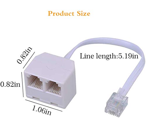 Phone Line Splitter,Telephone Splitter,with RJ11 6P4C Plugs,Suitable for Telephone,Fax Machine,White 3-Pack