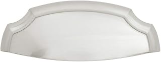Veranda Collection Cup Pull 3 Inch & 3-3/4 Inch (96mm) Center to Center Satin Nickel Finish (10-Pack)