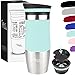 Milu Tazza termica da viaggio per caffè 370ml - 100% a Prova di perdite - Isolata Tazza di caffè e tè da portare via Tazza Termica da bere in acciaio inossidabile - Caldo e freddo - (Turchese, 370ml)