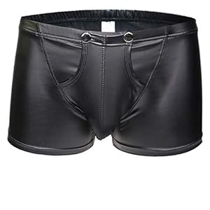Mens Imitation Leather Underwear Sexs Boxer Briefs S-2XL