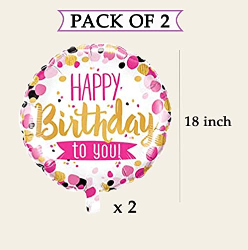 Image of AMFIN (Pack of 2) 17 Inch Happy Birthday Round Foil Balloons /Happy Birthday Balloons for Decoration /Birthday Theme Party Decorations