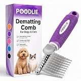 Poodle Dematting Fur Rake Comb Brush for Dogs and Cats - Long 2.5' Steel Safety Blades Metal Comb for Detangling Matted or Knotted Undercoat Hair