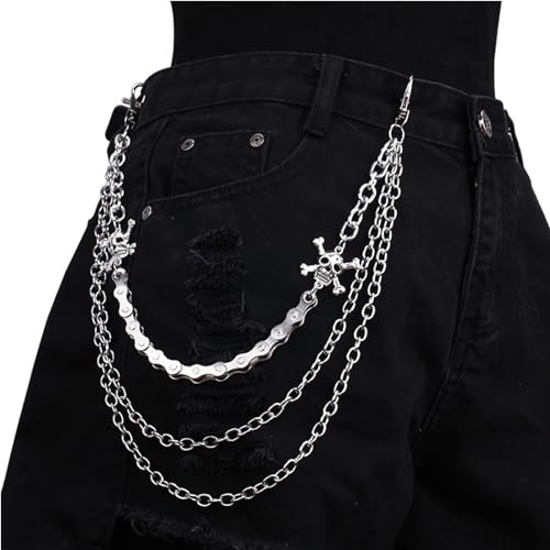 Pants Chain for Men Women -Trouser Chains, Jean Chains Goth Accessories Pant Chain Punk Acrylic Coloured Trouser Chain for Pants (Style 3) (Style 1) (skull 1)