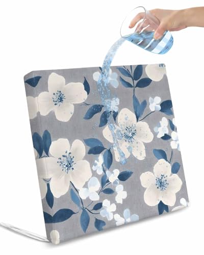 Hokiten White Floral Outdoor Cushion Chair Cover Set of 2 - Waterproof Couch Seat Covers, Vintage Pastoral Botanical Flowers Patio Furniture Protector Cushions Slipcovers for Sofa/RV, 22