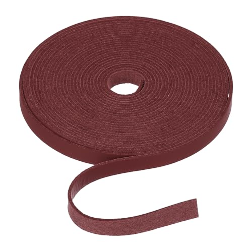 Rebower Flat Leather Cord,197 Inch 8mm Leather String PU Faux Leather Strips Strap,[for Jewelry Making DIY Craft Projects Belts Keychains Accessories]-5m/Wine Red