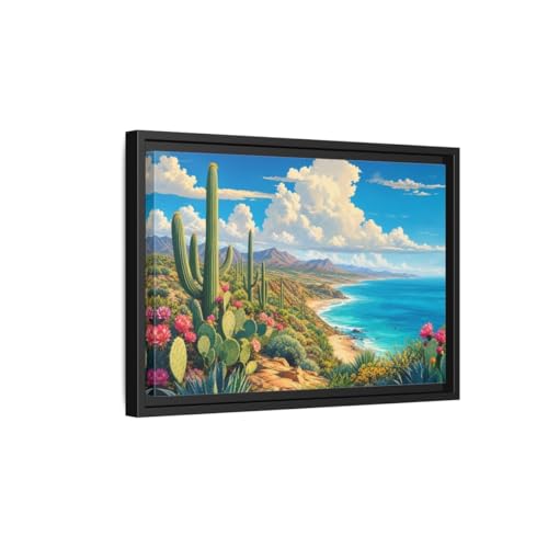 Toile de cactus du désert horizontal 45x30 cm pour sublimer un grand salon