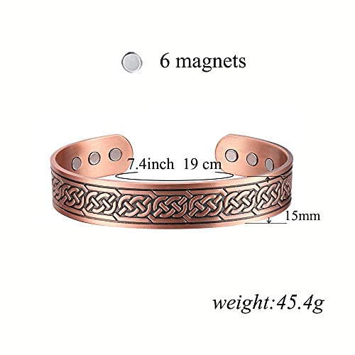 Copper Magnetic Bracelet For Couples Men And Women Copper Ring Adjustable Magnetic Bracelet Ring Sets Copper Bracelet Vintage Pain Management Bracelet For Men Carpal Wrist Pain Relief #TOP2