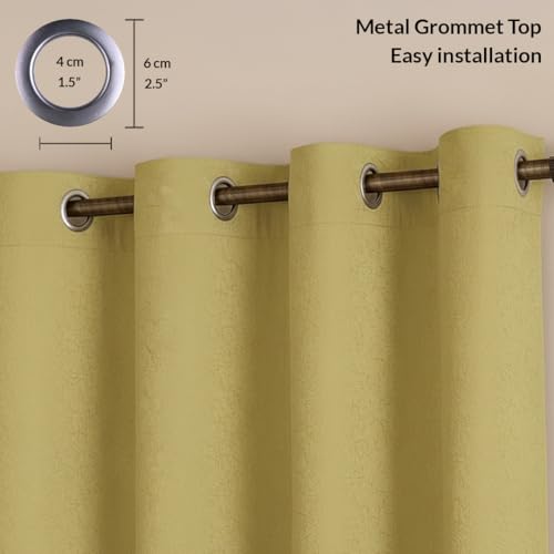 Image of HOMEMONDE 100% True Blackout Curtains 7 Feet Door - 1 Piece Curtain, Embossed Panels Light Block Thermal Insulated & Noise Reducing Room Darkening Curtains (Golden Beige, 84Inch)