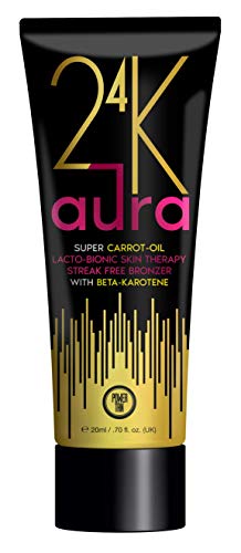 Power Tan 24K Aura Bronzing Sunbed Tanning Lotion Accelerator with Carrot Oil Beta Carotene Natural DHA Free Bronzer Tingle Free Indoor Tanning Cream | 250ml