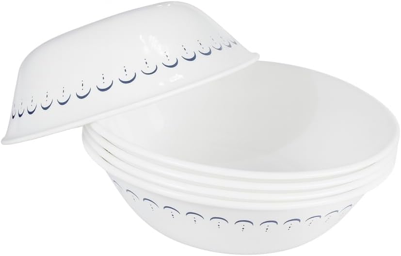 Corelle-Livingware Chip Resistant 1 qt (0.95L) Bowl with Blue Scandinavian patterns, 4- pack Corelle-Livingware Chip Resistant 1 qt (0.95L) Bowl with Blue Scandinavian patterns, 4- pack