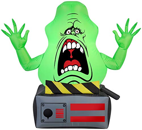 Gemmy Airblown Slimer Ghost on Ghost Trap Ghostbusters 3.5 ft Tall Green