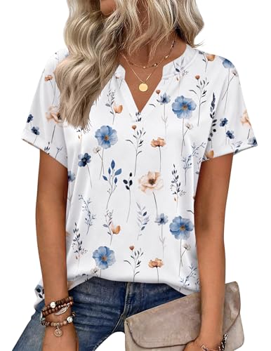 Image of Zeagoo Womens Tops Short Sleeve Summer V Neck Shirts Work Blouses Business Outfits Fashion Clothing